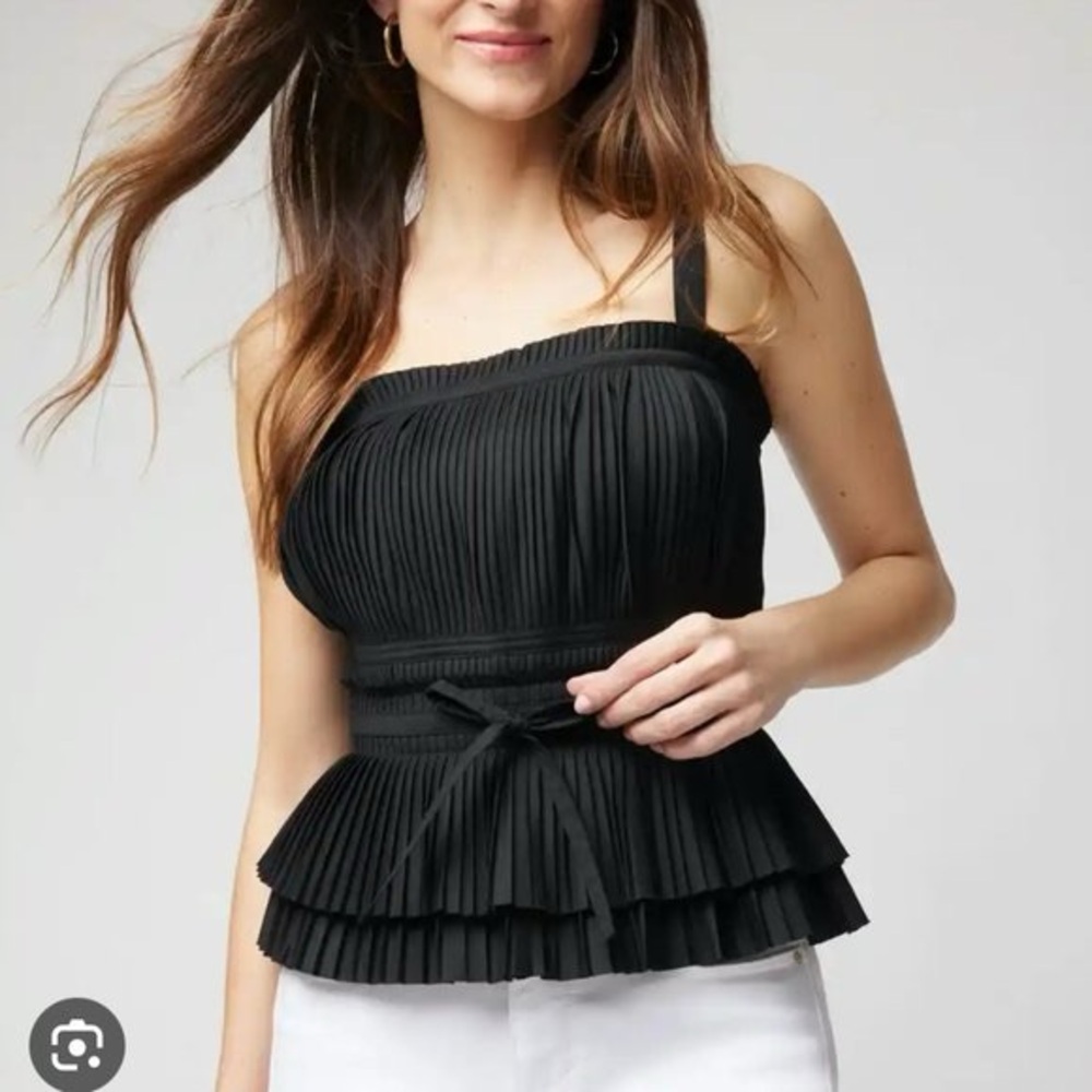 Elegant Black Pleated Women's Top - White House Black House Market